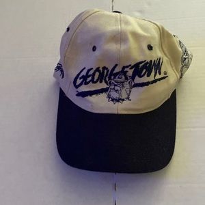 Georgetown University Bulldog Hoyas Hat Cap Vintage White Blue